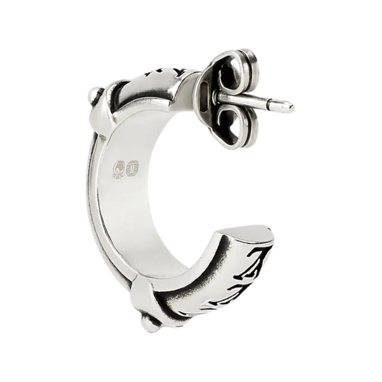 LOUIS VUITTON Engraved Signature Design Sterling Silver Earrings Silver. M03168 圖 4