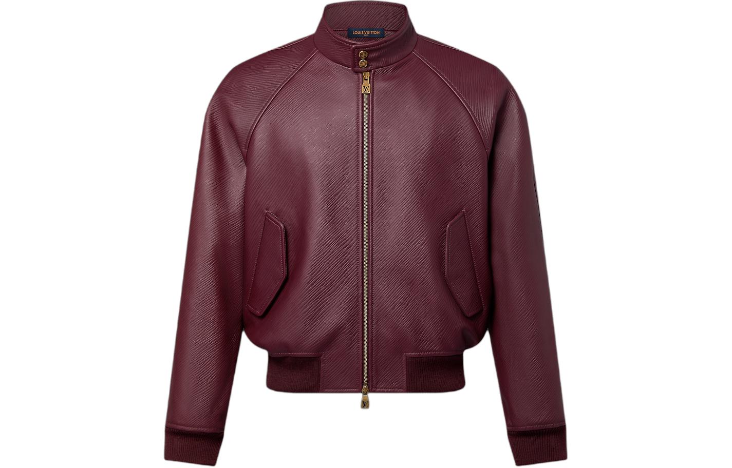 Louis Vuitton Epi Leather Red Harrington Jacket - Slim Fit Zip-Up Outerwear 1AFIM2