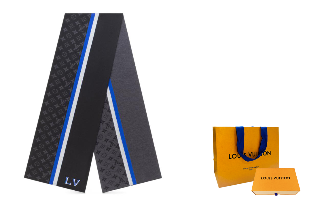 Sizing 路易威登時尚舒適LV標誌刺繡羊毛棉圍巾男女款 M77935