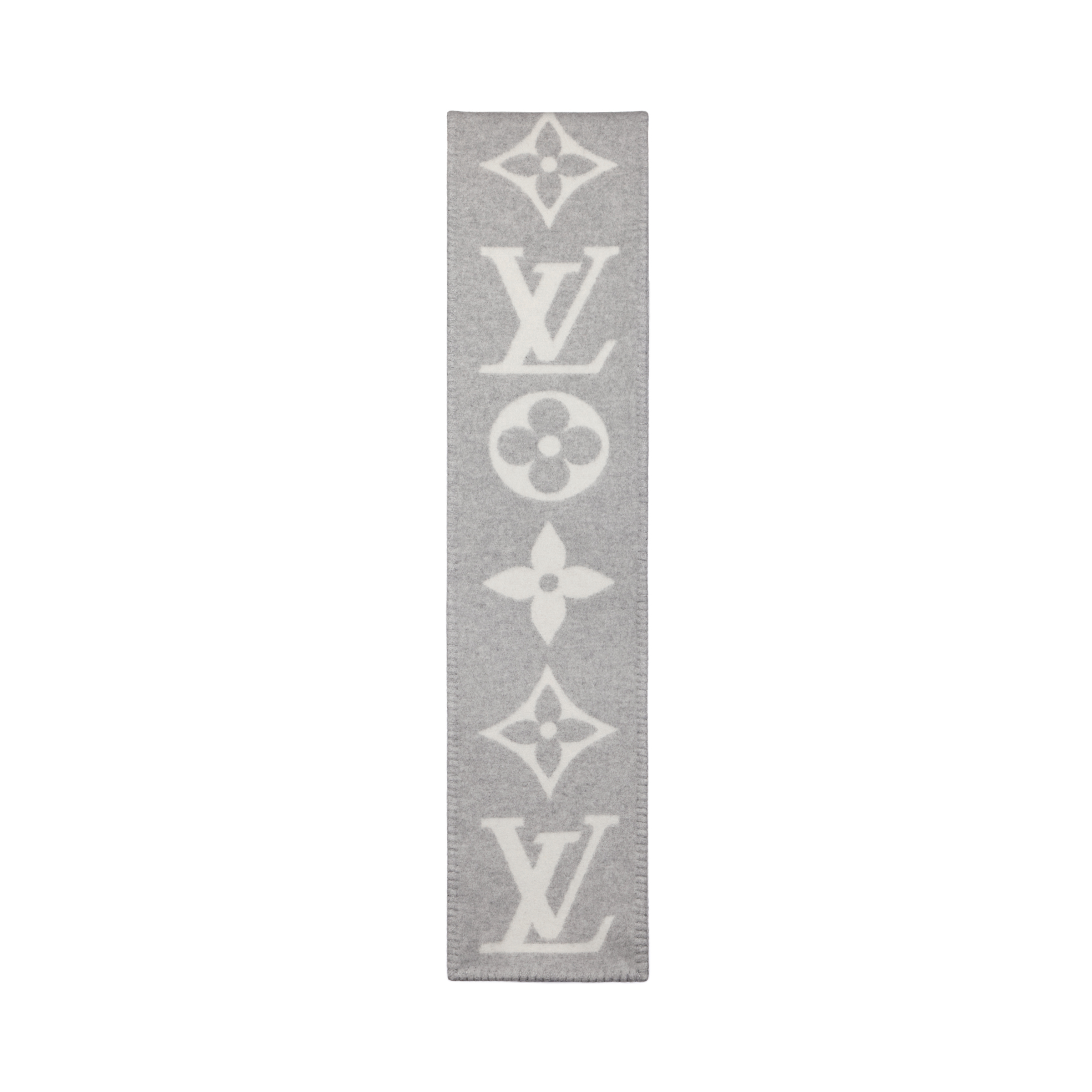 Louis Vuitton Fashion Print Cashmere Scarf Grey Unisex Couple Edition M77380