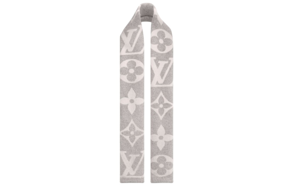 Louis Vuitton Fashion Print Cashmere Scarf Grey Unisex Couple Edition M77380 圖 2