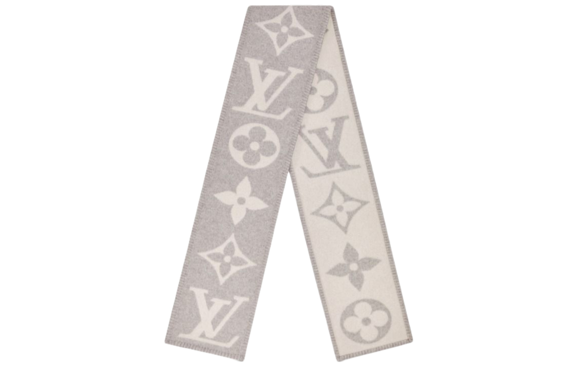 Louis Vuitton Fashion Print Cashmere Scarf Grey Unisex Couple Edition M77380 圖 3