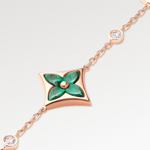 LOUIS VUITTON Floral Design 18K Gold Unisex Rose Gold Bracelet for Couples. Q95698 圖 4