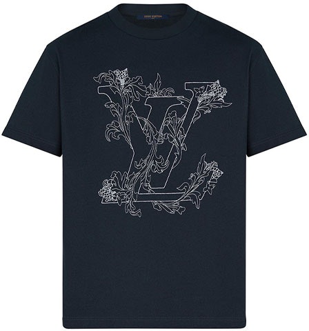 louis-vuitton-floral-embroidered-navy-blue-short-sleeve-t-shirt-1-a89-vz