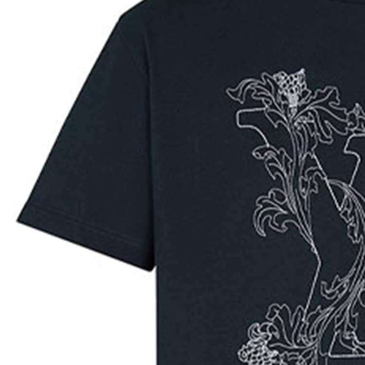 Purchase Louis Vuitton 花卉刺繡深藍色短袖T恤 1A89VZ