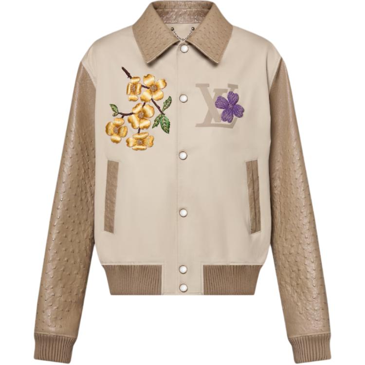 Louis Vuitton Floral Monogram Embroidered Button-Up Jacket Beige Men 1AFQLY