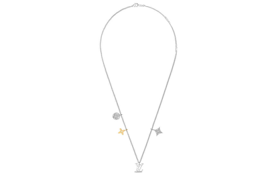 LOUIS VUITTON Floral Monogram Necklace Unisex Silver. M00521 圖 3