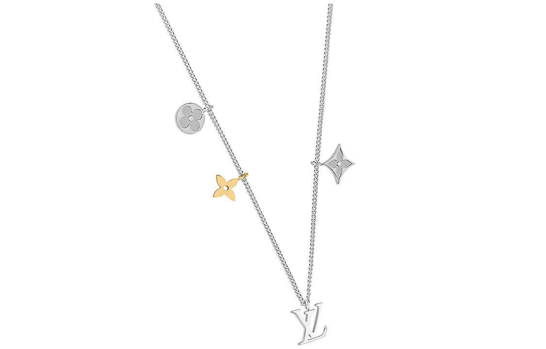 LOUIS VUITTON Floral Monogram Necklace Unisex Silver. M00521 圖 4