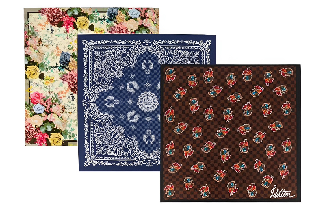 LOUIS VUITTON Floral Pattern Scarf Unisex Multicolor/Blue/Brown MP3425 圖 3