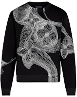 Order Louis Vuitton Floral Print Crewneck Long Sleeve Sweatshirt Men Black 1A8A7F