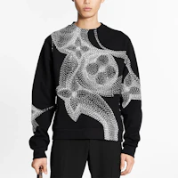 Lookbook Louis Vuitton Floral Print Crewneck Long Sleeve Sweatshirt Men Black 1A8A7F
