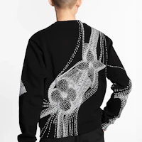 Shop Louis Vuitton Floral Print Crewneck Long Sleeve Sweatshirt Men Black 1A8A7F