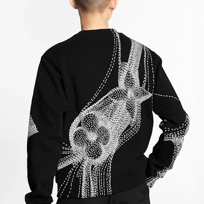 路易威登花卉圖案長袖圓領男士黑色衛衣 1A8A7F Shop 路易威登花卉圖案長袖圓領男士黑色衛衣 1A8A7F