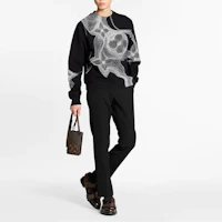 Purchase Louis Vuitton Floral Print Crewneck Long Sleeve Sweatshirt Men Black 1A8A7F