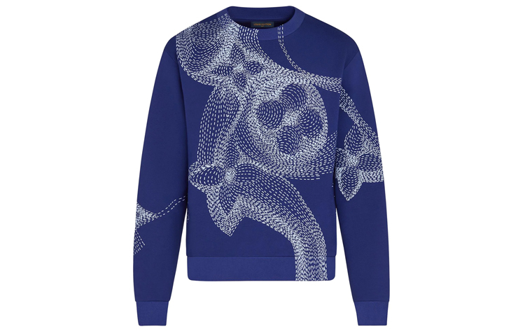Louis Vuitton Floral Print Long Sleeve Sweatshirt Blue 1A8A7C