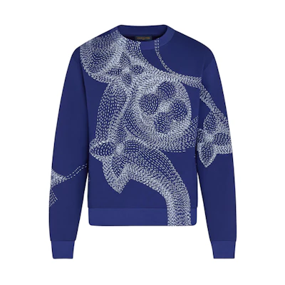 Louis Vuitton Floral Print Long Sleeve Sweatshirt Blue 1A8A7C