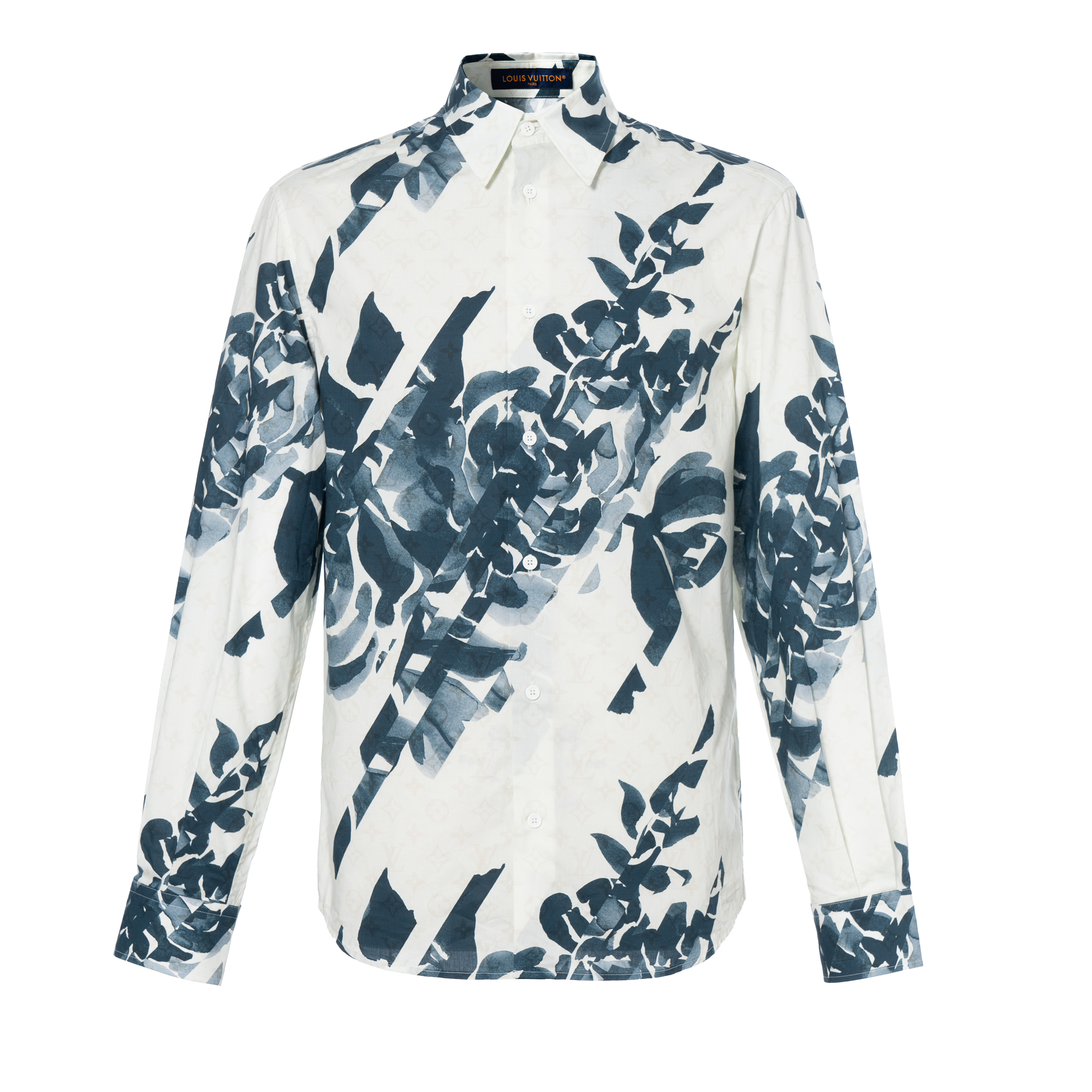 Louis Vuitton Floral Print White Long Sleeve Casual Shirt for Men 1AFAVZ