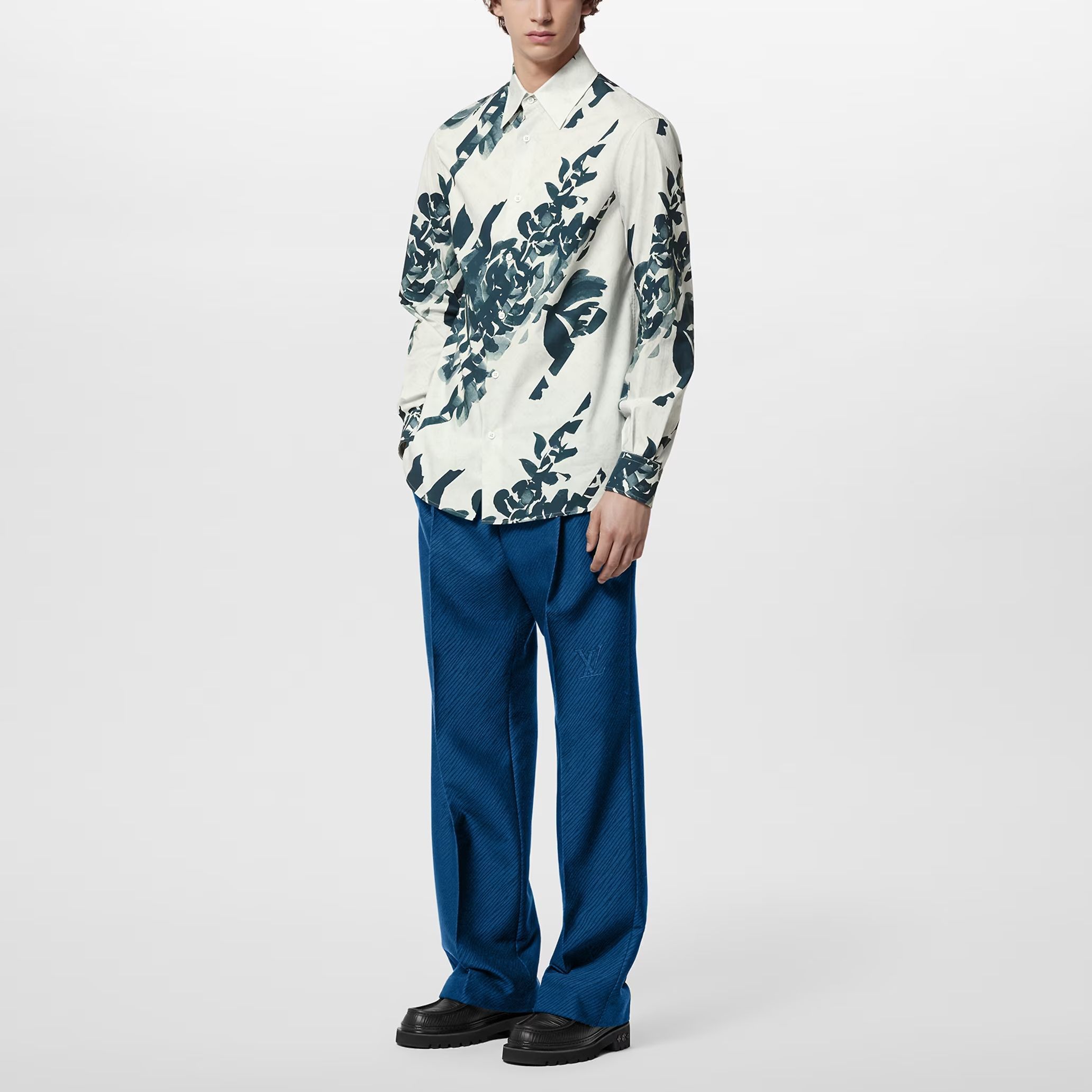 Louis Vuitton Floral Print White Long Sleeve Casual Shirt for Men 1AFAVZ 圖 4