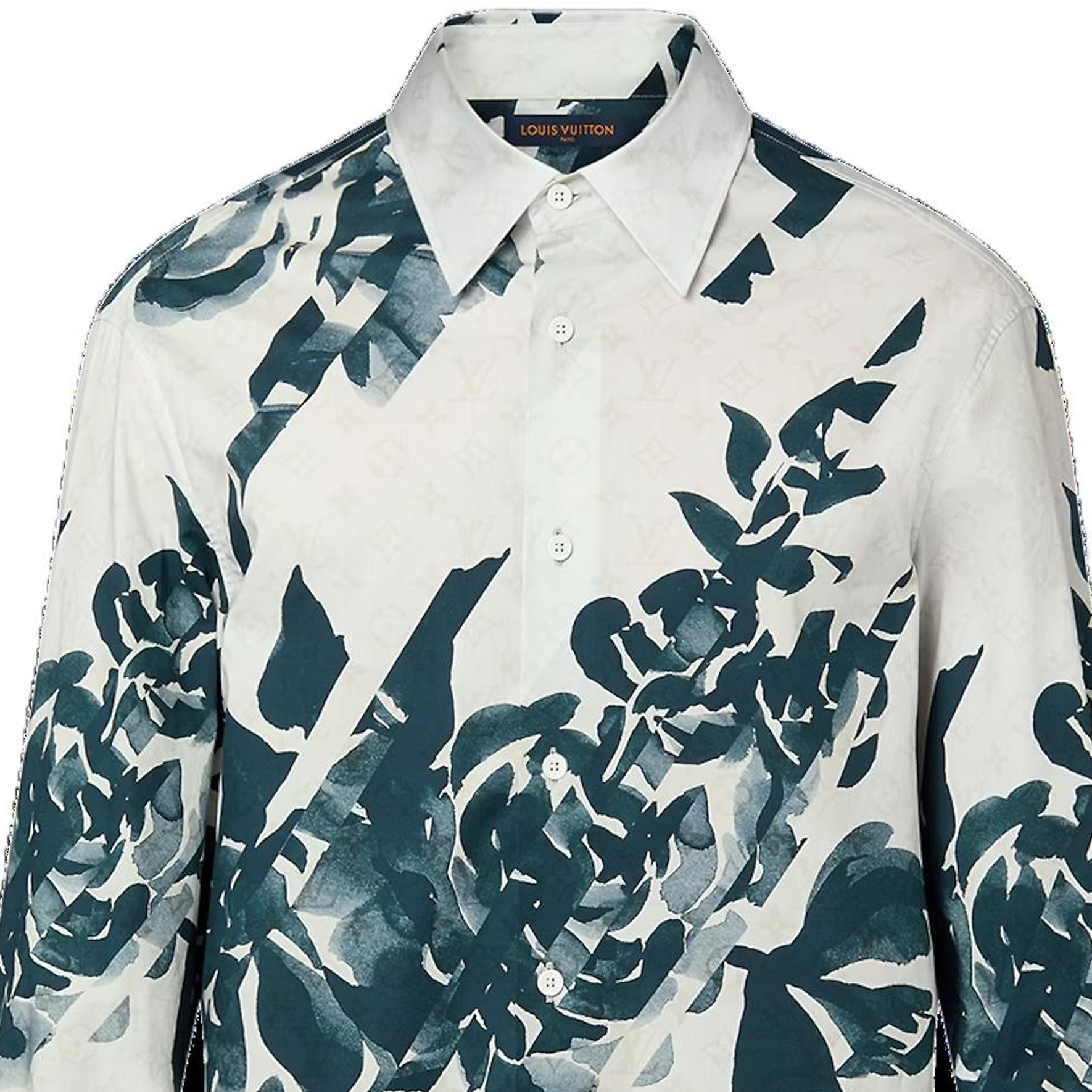 Louis Vuitton Floral Print White Long Sleeve Casual Shirt for Men 1AFAVZ 圖 6