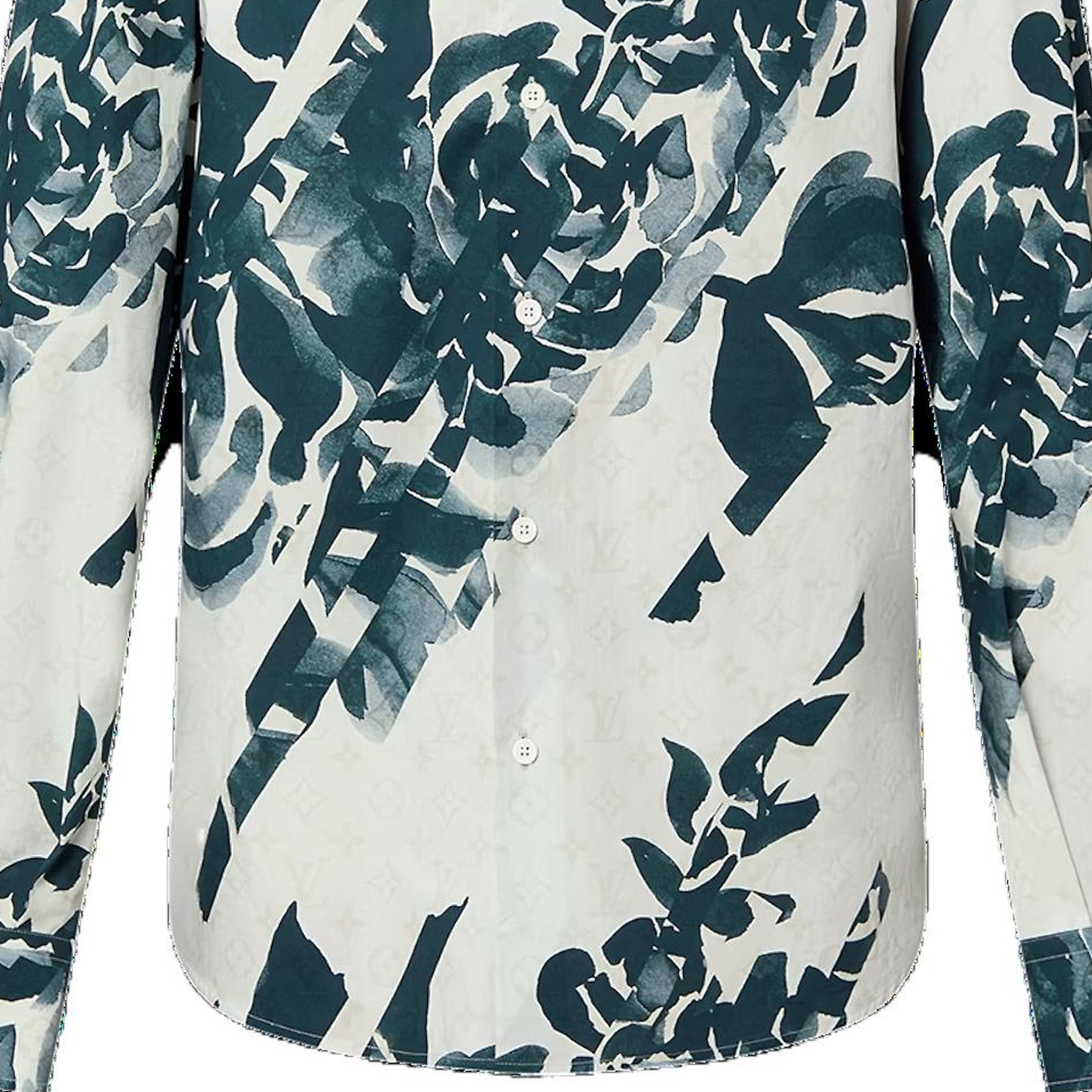 Louis Vuitton Floral Print White Long Sleeve Casual Shirt for Men 1AFAVZ 圖 8