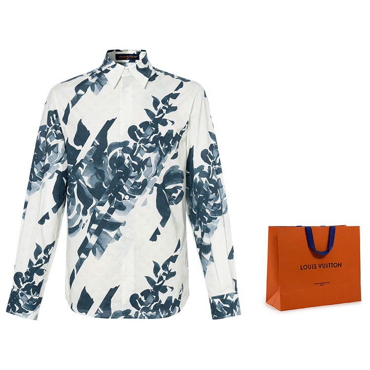 Louis Vuitton Floral Print White Long Sleeve Casual Shirt for Men 1AFAVZ 圖 9