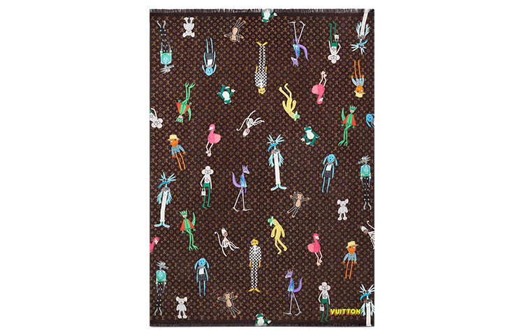 LOUIS VUITTON Friends Collection Graphic Print Wool Scarf MP2941 圖 4