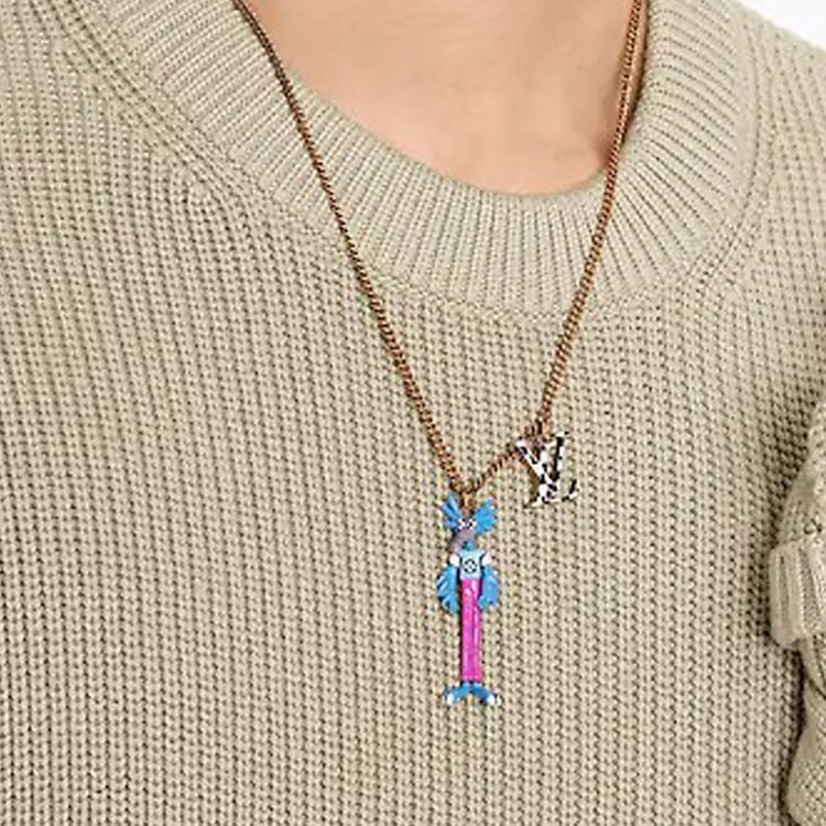 LOUIS VUITTON Friends Pendants Necklace for Men Gold Sweater Chain MP2928 圖 5