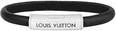 Buy LOUIS VUITTON Gelang Kulit Logo Depan Hitam Unisex Desain Pasangan. M8119E