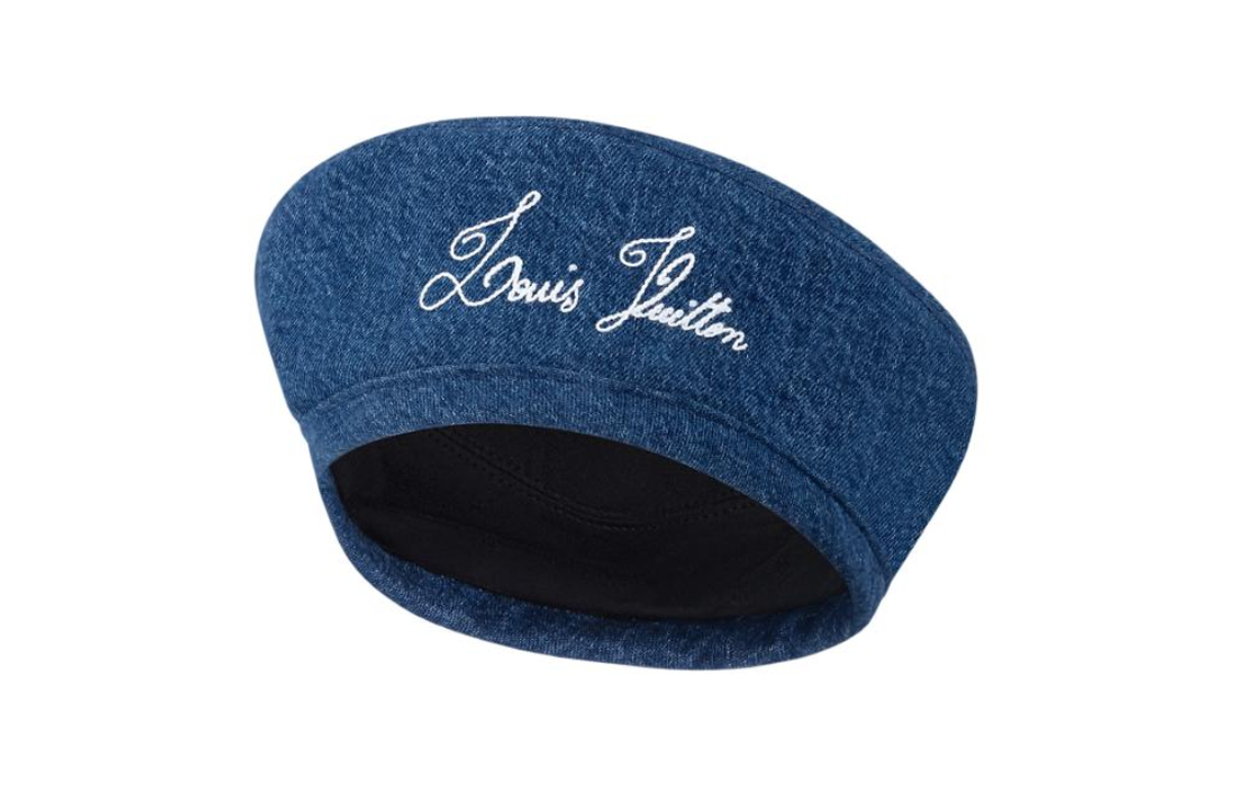 Shop 루이비통 프론트 로고 시그니처 코튼 베레모 유니섹스 블루. m7536a