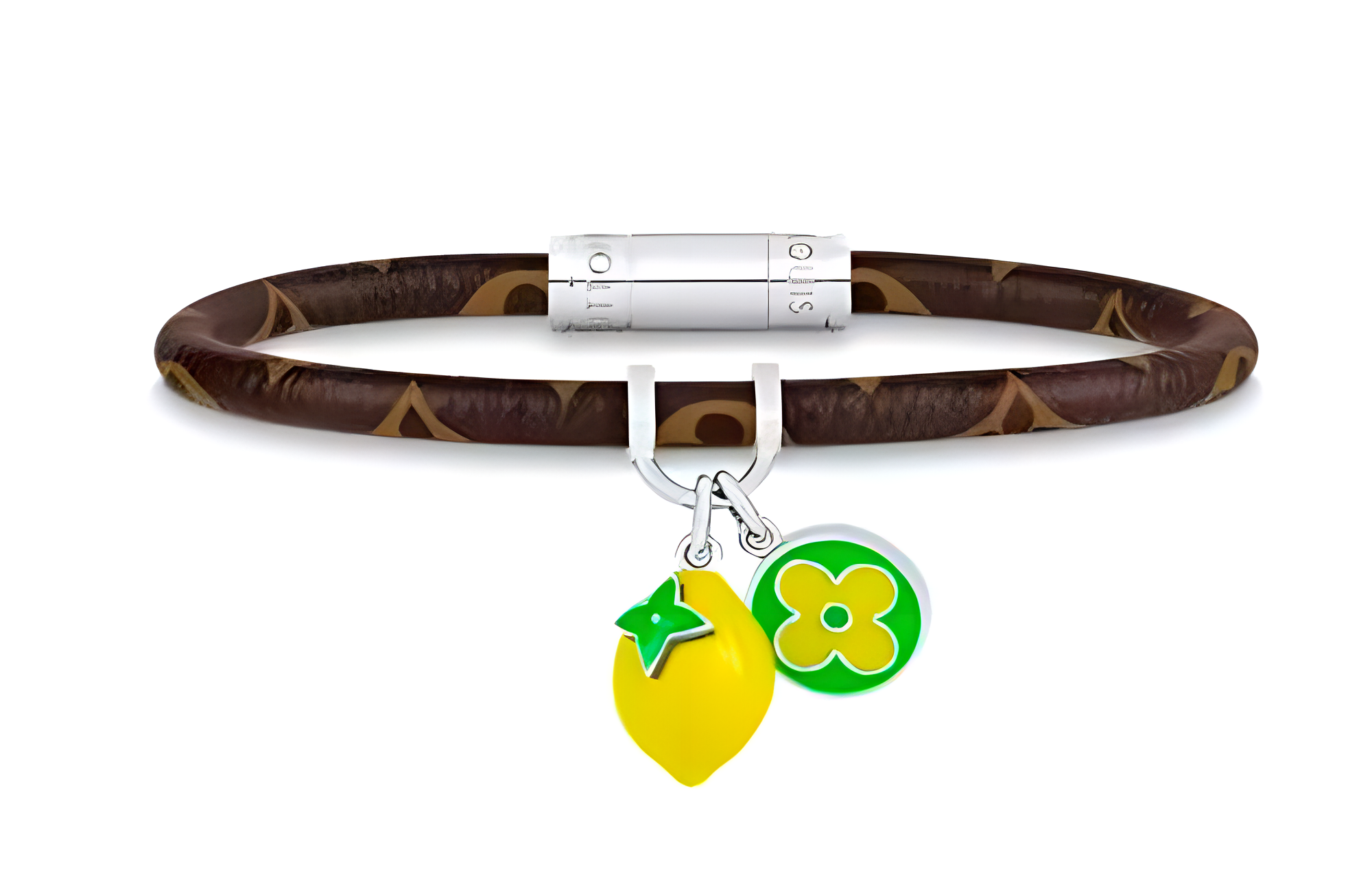 LOUIS VUITTON Fruit Lemon Logo Adjustable Calfskin Bracelet Unisex. M0847E