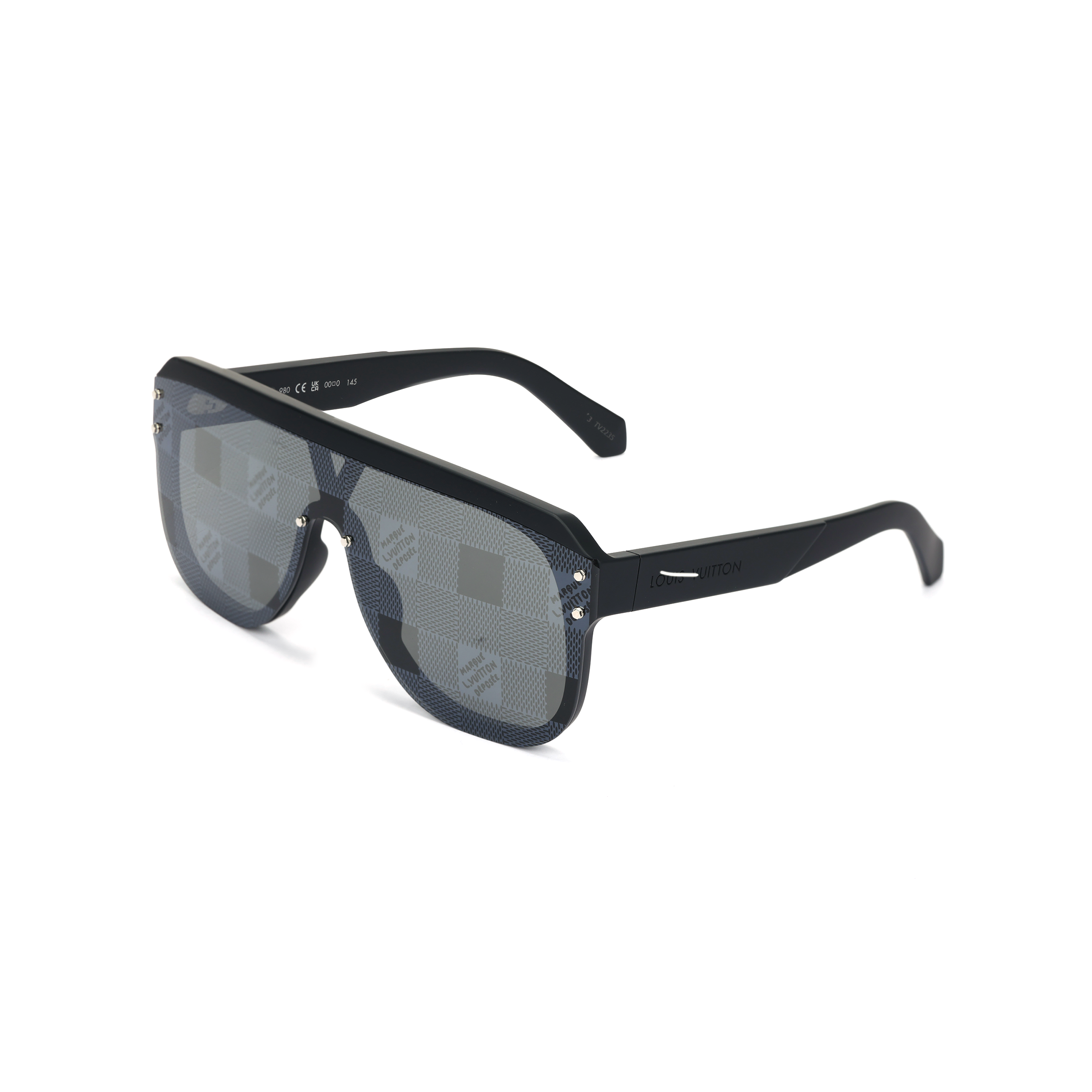 LOUIS VUITTON Full Frame Irregular Shape  Sunglasses Black Z2878U