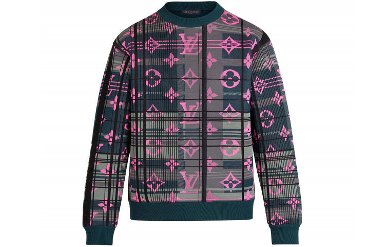 LOUIS VUITTON Full Print Green Pullover Sweatshirt 1A8P0J