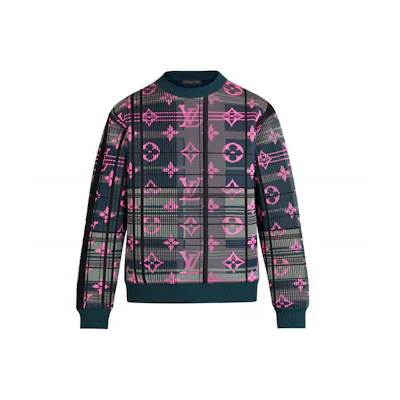 LOUIS VUITTON Full Print Green Pullover Sweatshirt 1A8P0J