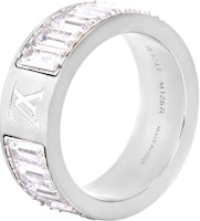 Louis Vuitton Full Rhinestone Logo Design Metal Ring Silver Men’s Accessory m1267m Louis Vuitton Full Rhinestone Logo Design Metal Ring Silver Men’s Accessory m1267m