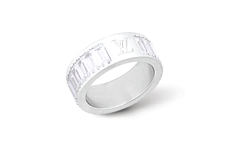 Lookbook 路易威登全水鑽金屬戒指銀色男士配件 m1267m