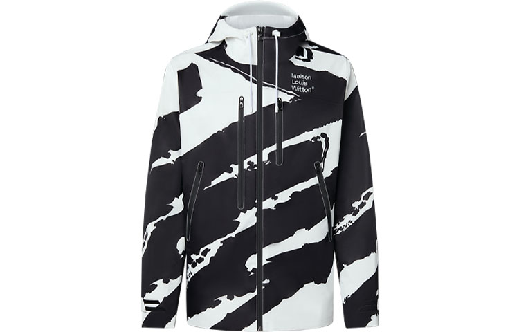 Louis Vuitton FW21 Abstract Print Drawstring Hooded Jacket Black () 1A98AP