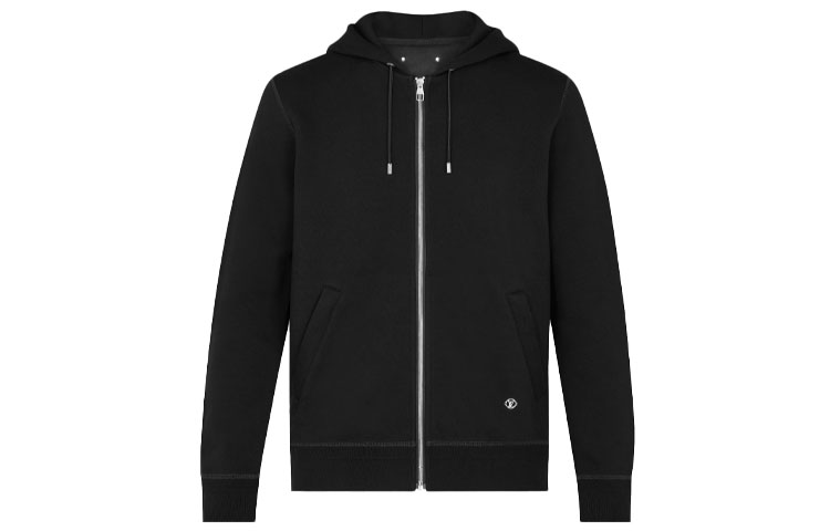 Louis Vuitton FW21 Black Solid Color Zip-Up Long Sleeve Sweatshirt Men’s 1A4Q6L