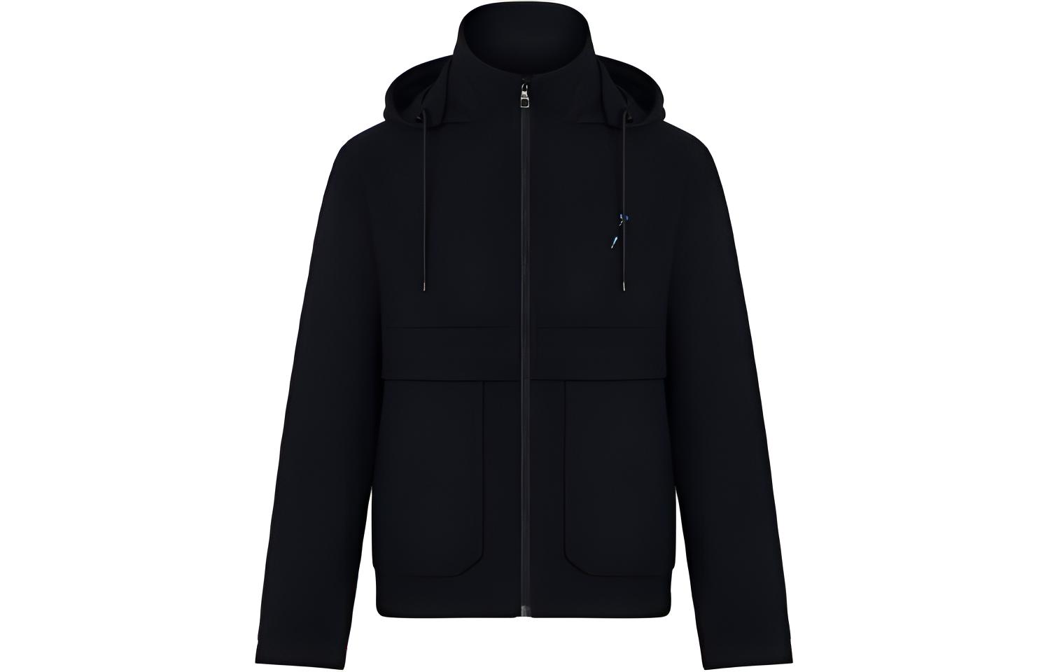 Louis Vuitton FW21 Black Solid Zip-Up Hooded Jacket 1A8WRA