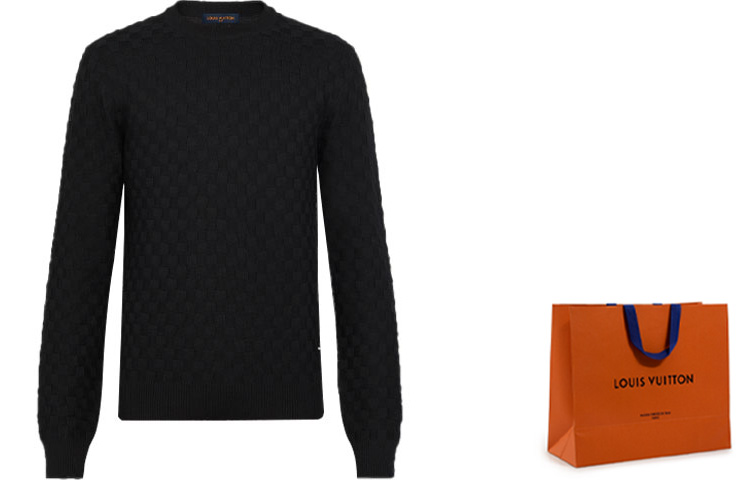 Lookbook Jersey de Lana Negra Louis Vuitton FW21 Cuello Redondo Pullover. 1A7XCG