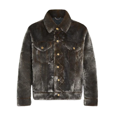 Louis Vuitton FW21 Brown Fur Button-Up Casual Jacket for Men 1A98CD