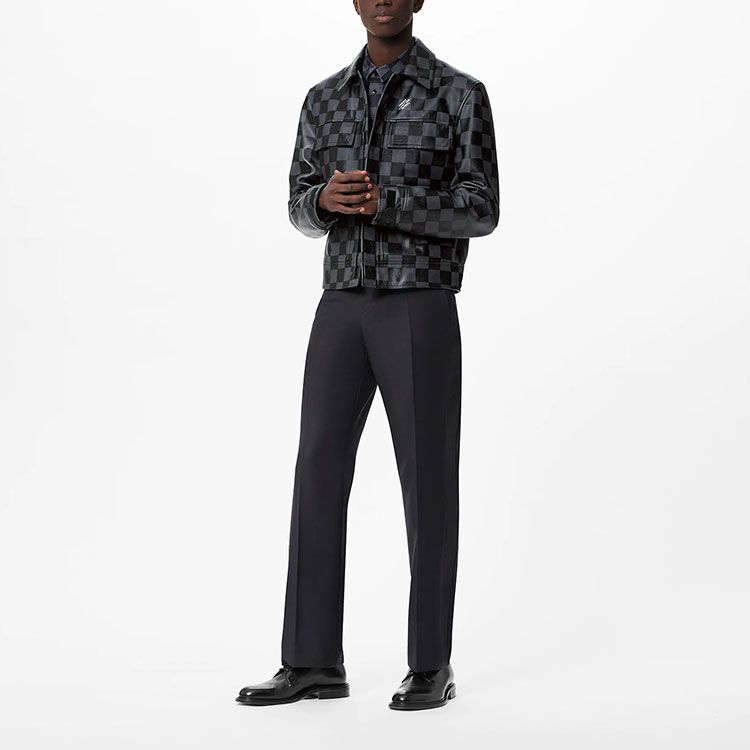 Lookbook 路易威登 FW21 格紋領長袖外套 黑色 男裝 1A9A5G