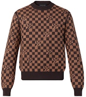 LOUIS VUITTON FW21 Checkered Logo Crewneck Sweater Brown (). 1A9706 LOUIS VUITTON FW21 Checkered Logo Crewneck Sweater Brown (). 1A9706