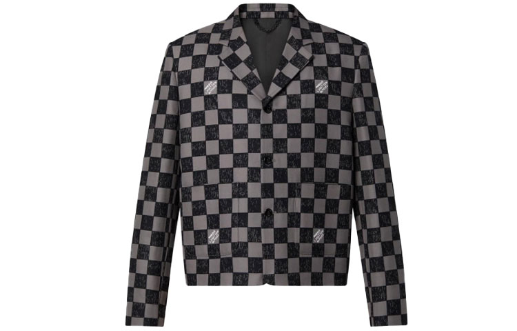 Louis Vuitton FW21 Checkered Loose Jacket Men’s Purple Grey 1A99WL