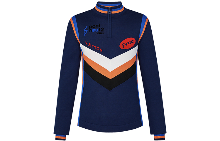 Louis Vuitton FW21 Colorblock Logo Cycling Jacket Sweatshirt Blue Men 1A5CE0