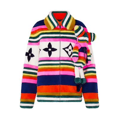Louis Vuitton FW21 Colorblock Striped Mink Fur Jacket with Doll Inlay 1A8QJX