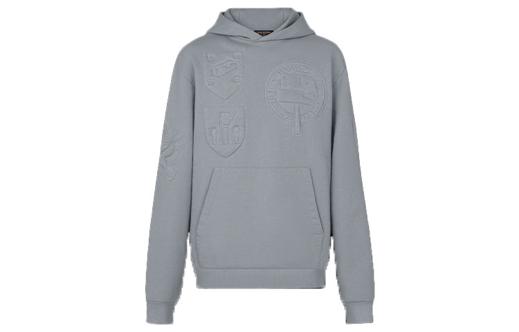 Louis Vuitton FW21 Embossed Monogram Hoodie Blue Grey Menswear 1A5PAN