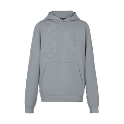 Louis Vuitton FW21 Embossed Monogram Hoodie Blue Grey Menswear 1A5PAN