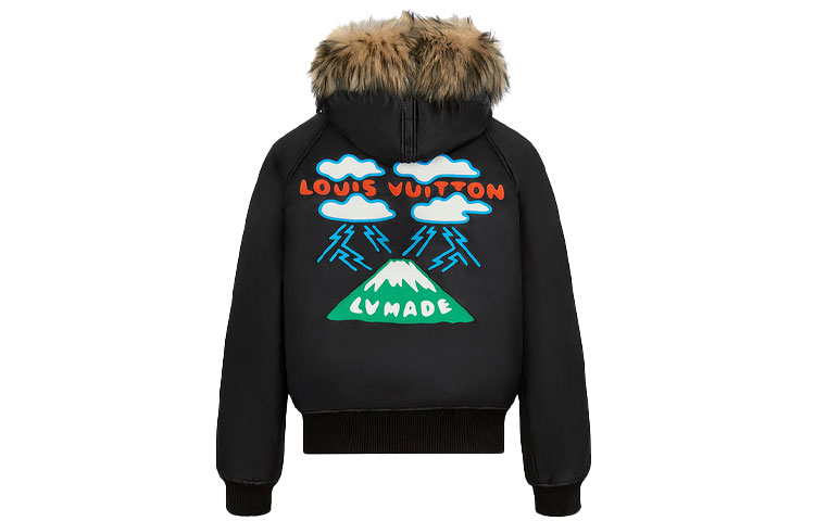 Louis Vuitton FW21 Embroidered Fur Leather Jacket Black 1A7WZZ