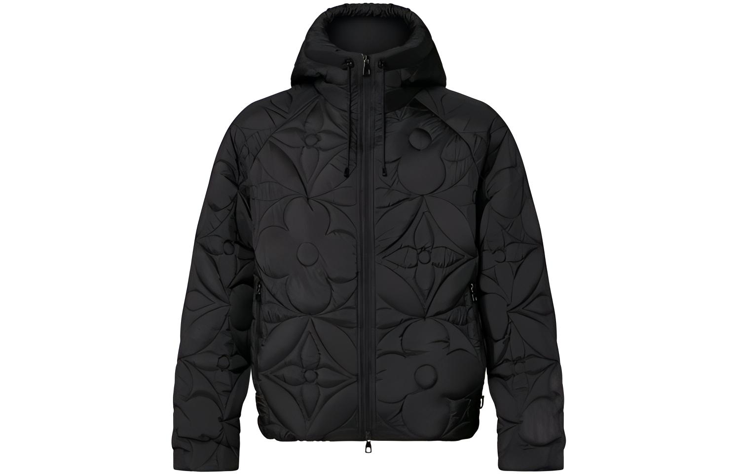 Louis Vuitton FW21 Floral Quilted Zip Hoodie Jacket Black Casual Coat 1A9FTC