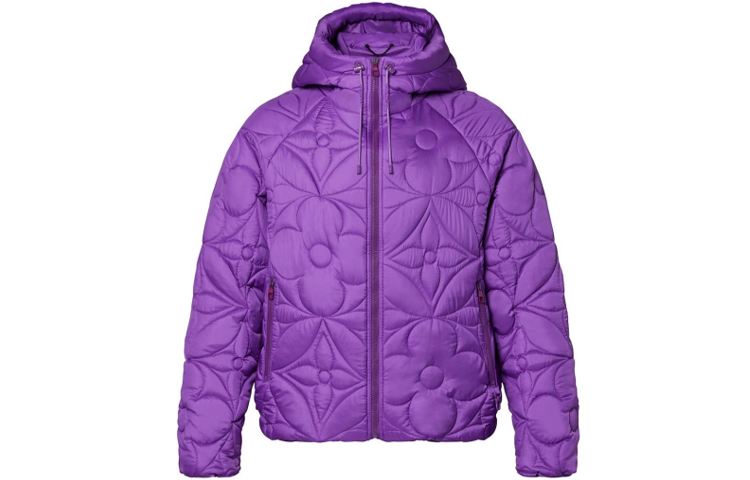 Louis Vuitton FW21 Floral Quilted Zip Hoodie Jacket Purple - Casualwear 1A9FUA